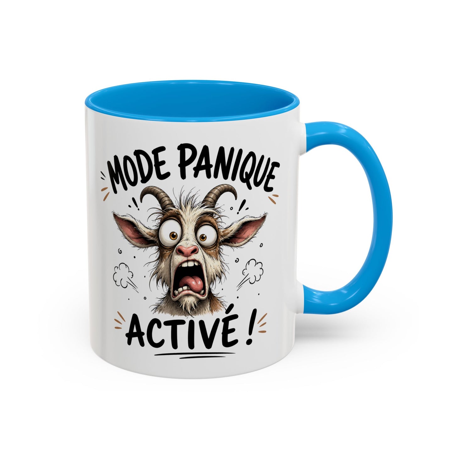 Tasse Mode Panique Activé – Mug Humour Chèvre Folle – Cadeau Drôle Homme Femme 325ml
