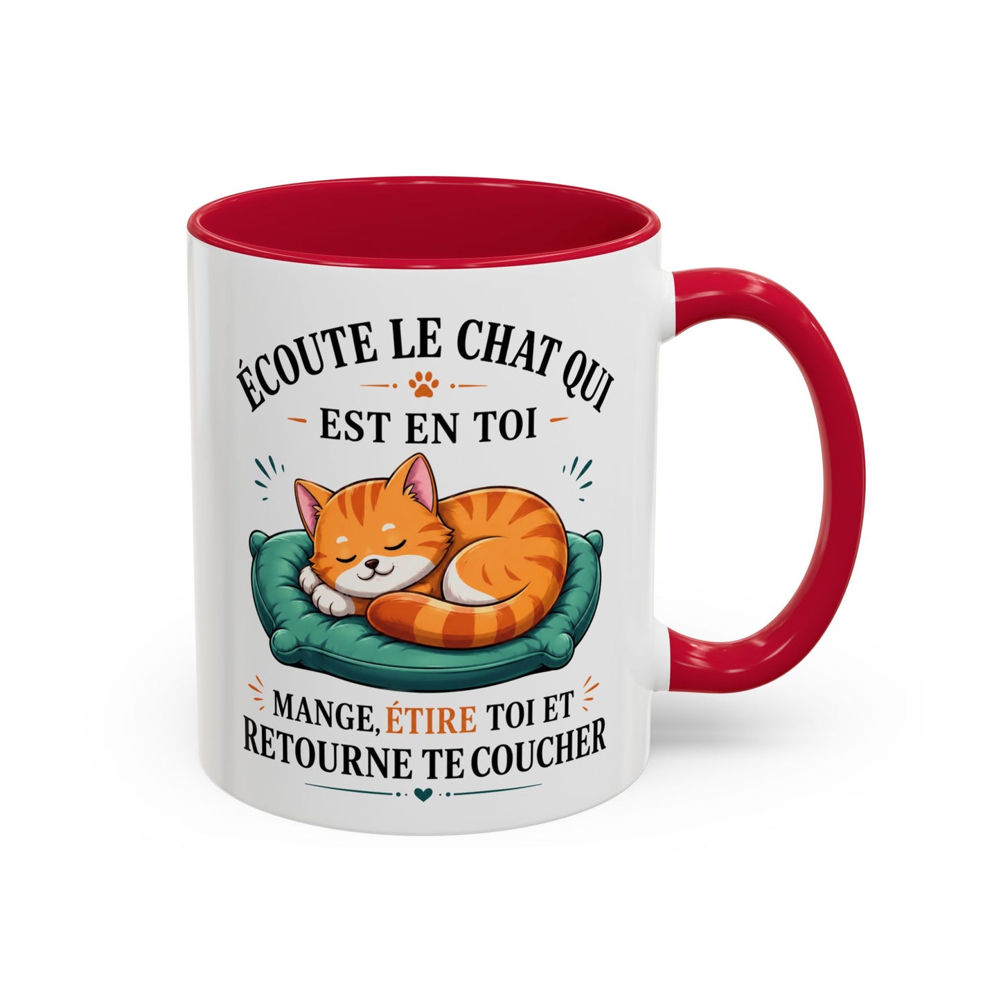 Tasse Écoute Le Chat Qui Est En Toi – Mug Chat Humoristique et Relax – Cadeau Femme Homme Amoureux des Chats 325ml