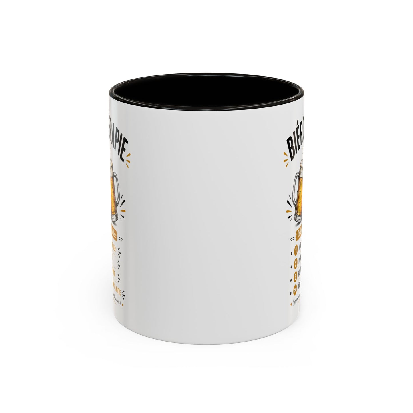 Mug Bièreothérapie Drôle – Tasse Humour Bière et Apéro – Cadeau Original Amateur de Bière – Céramique 325ml Noir Bleu Rouge