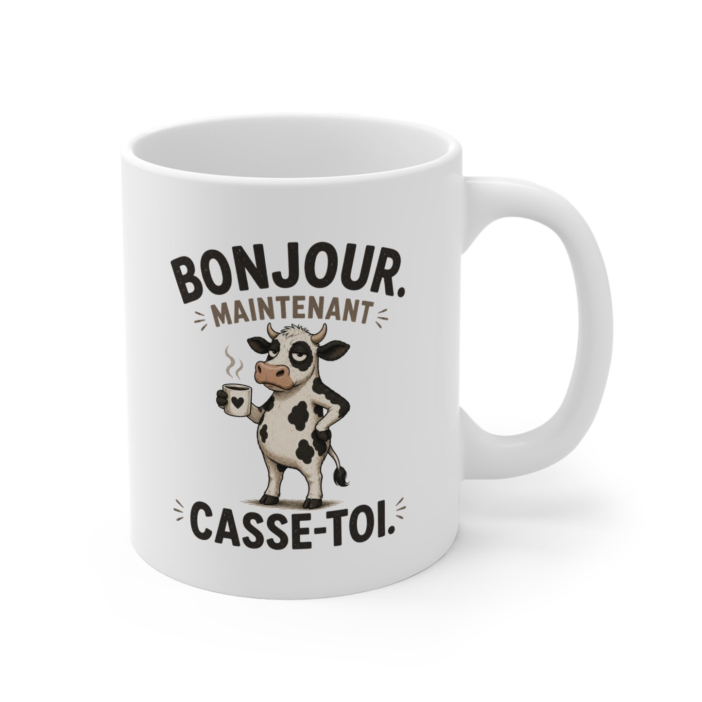 Mug Humoristique Vache Blasée – Tasse Café Sarcastique – Cadeau Original Homme et Femme, Ami ou Collègue – 325 ml
