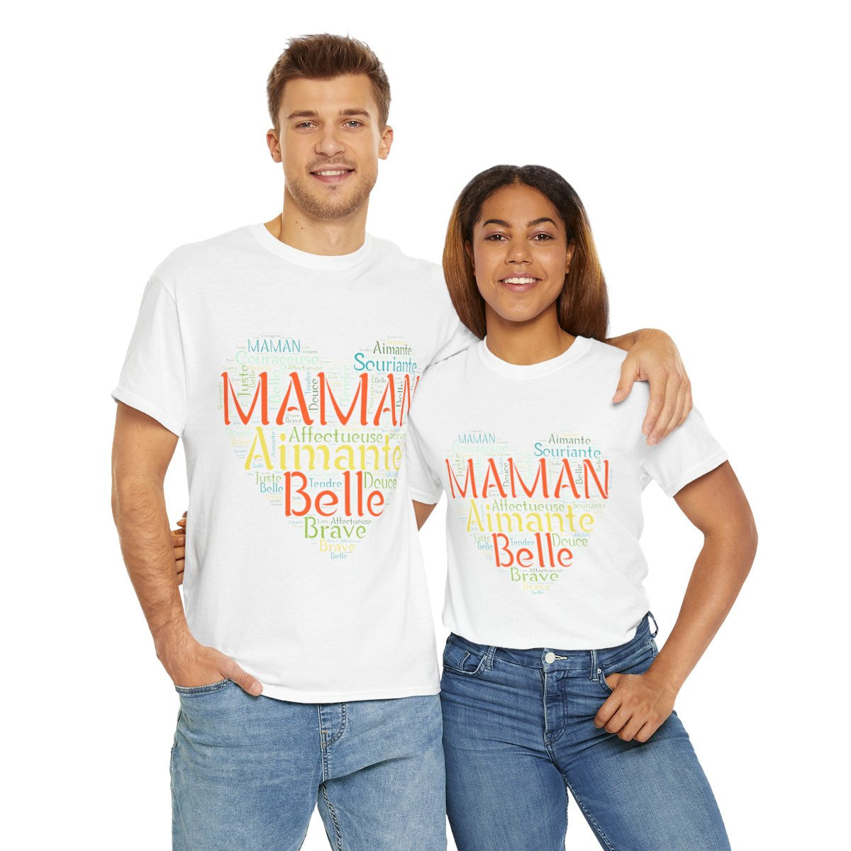 Tee shirt Femme Maman Idée cadeau fête des mères anniversaire Amour coeur