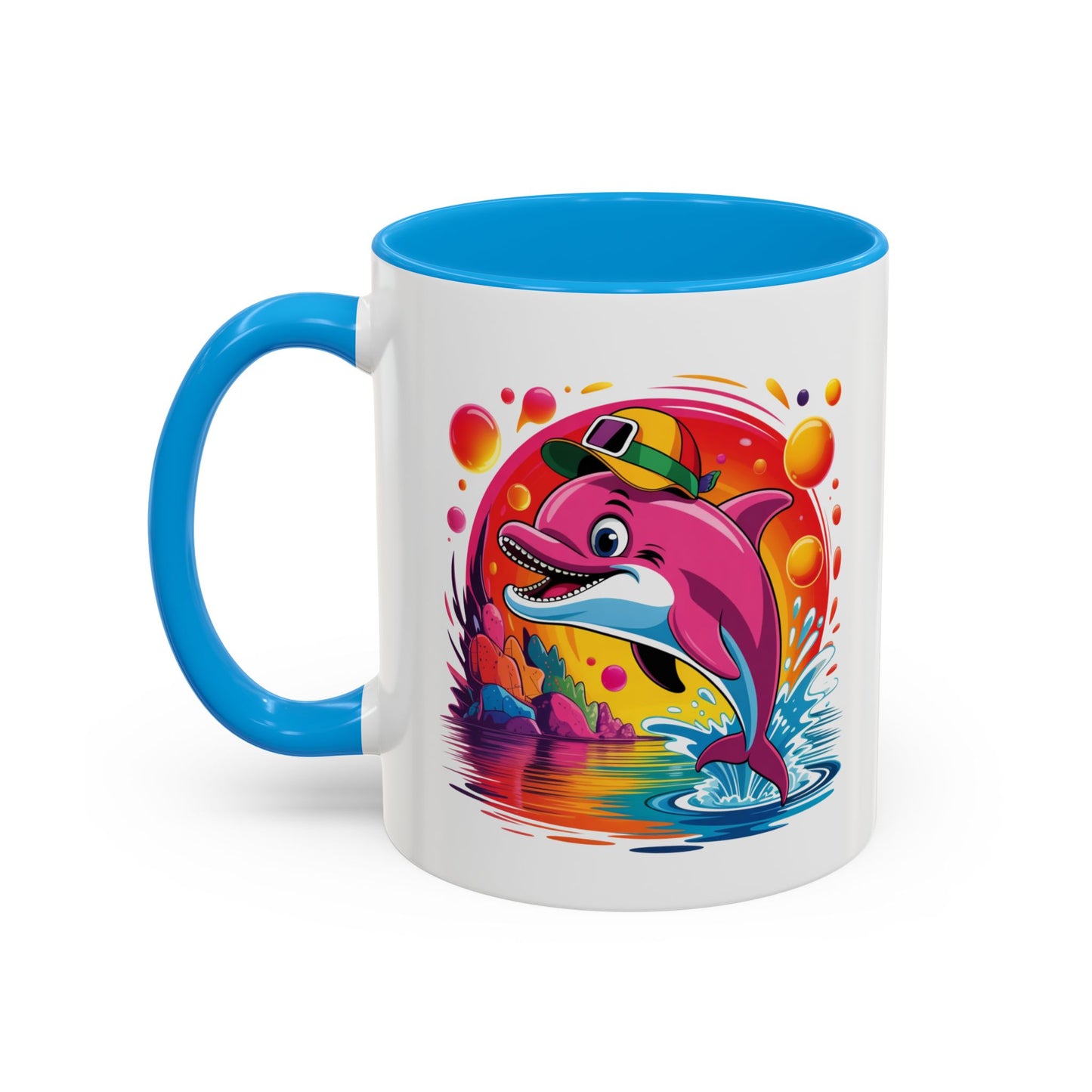 Mug Dauphin Coloré avec Casquette – Tasse Océan Kawaii Design Tropical et Fun – Cadeau Original 325ml