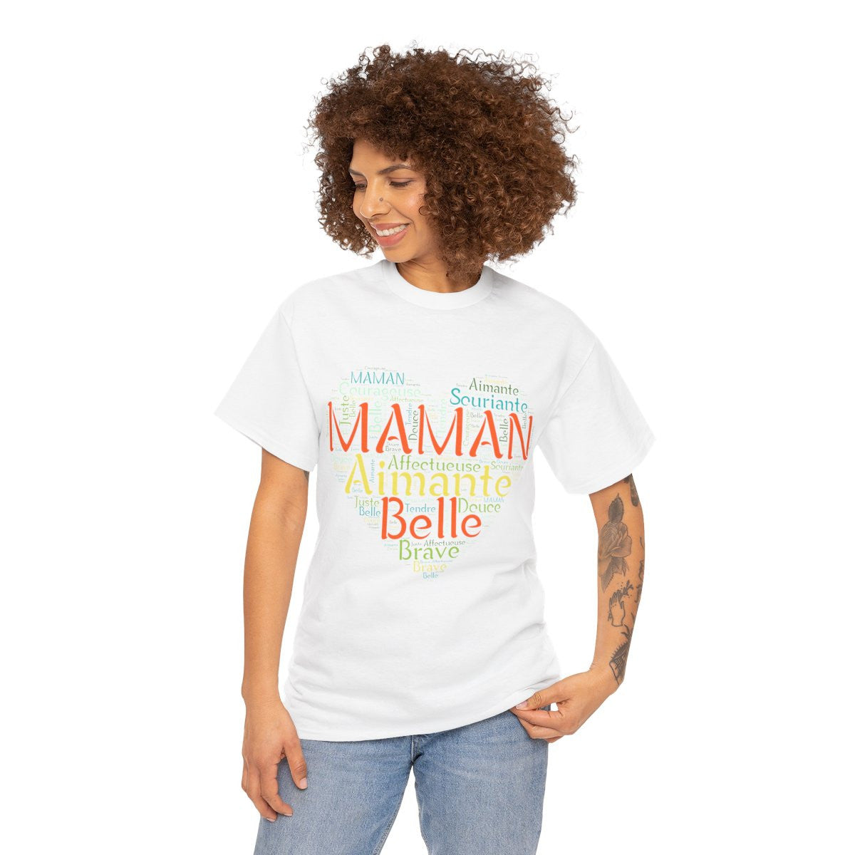 Tee shirt Femme Maman Idée cadeau fête des mères anniversaire Amour coeur