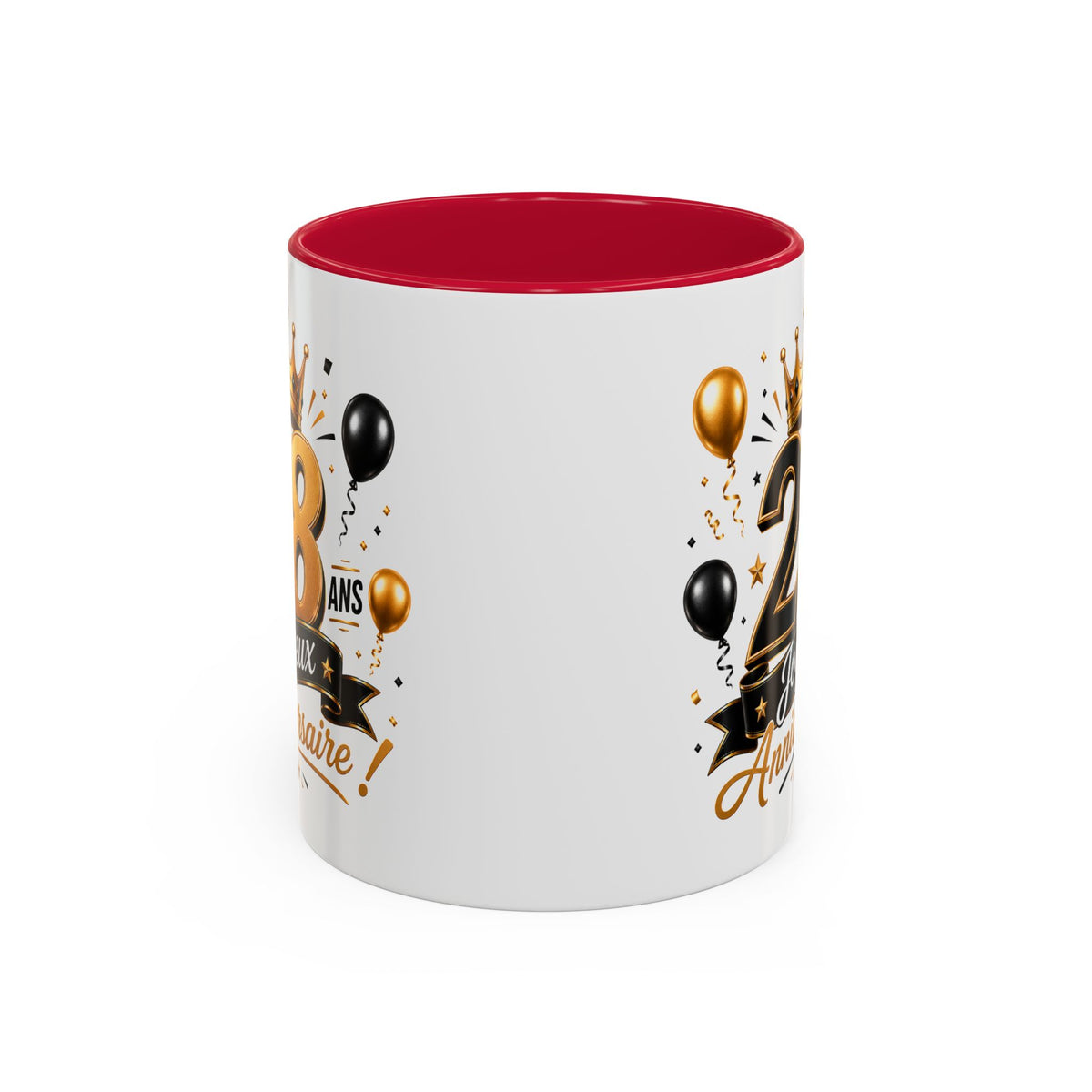 Mug Joyeux 28 Ans – Tasse Anniversaire 28 Ans – Cadeau Original pour Femme Homme – Idée Cadeau 28e Anniversaire Noir Bleu Rouge