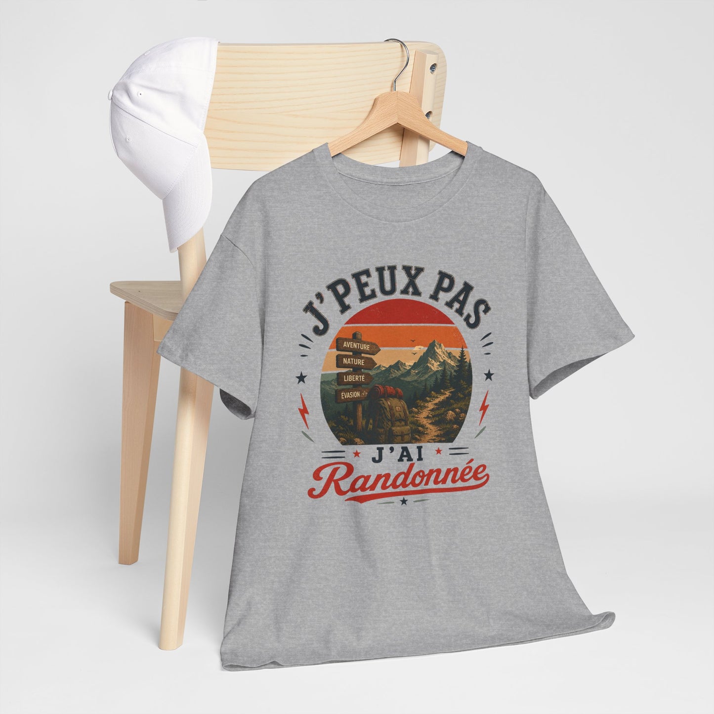 T-ShirtHomme Femme – J’Peux Pas J’Ai Randonnée – Tee Shirt Randonneur Randonneuse Montagne Trekking Marche Nature Aventure Outdoor Cadeau Passion