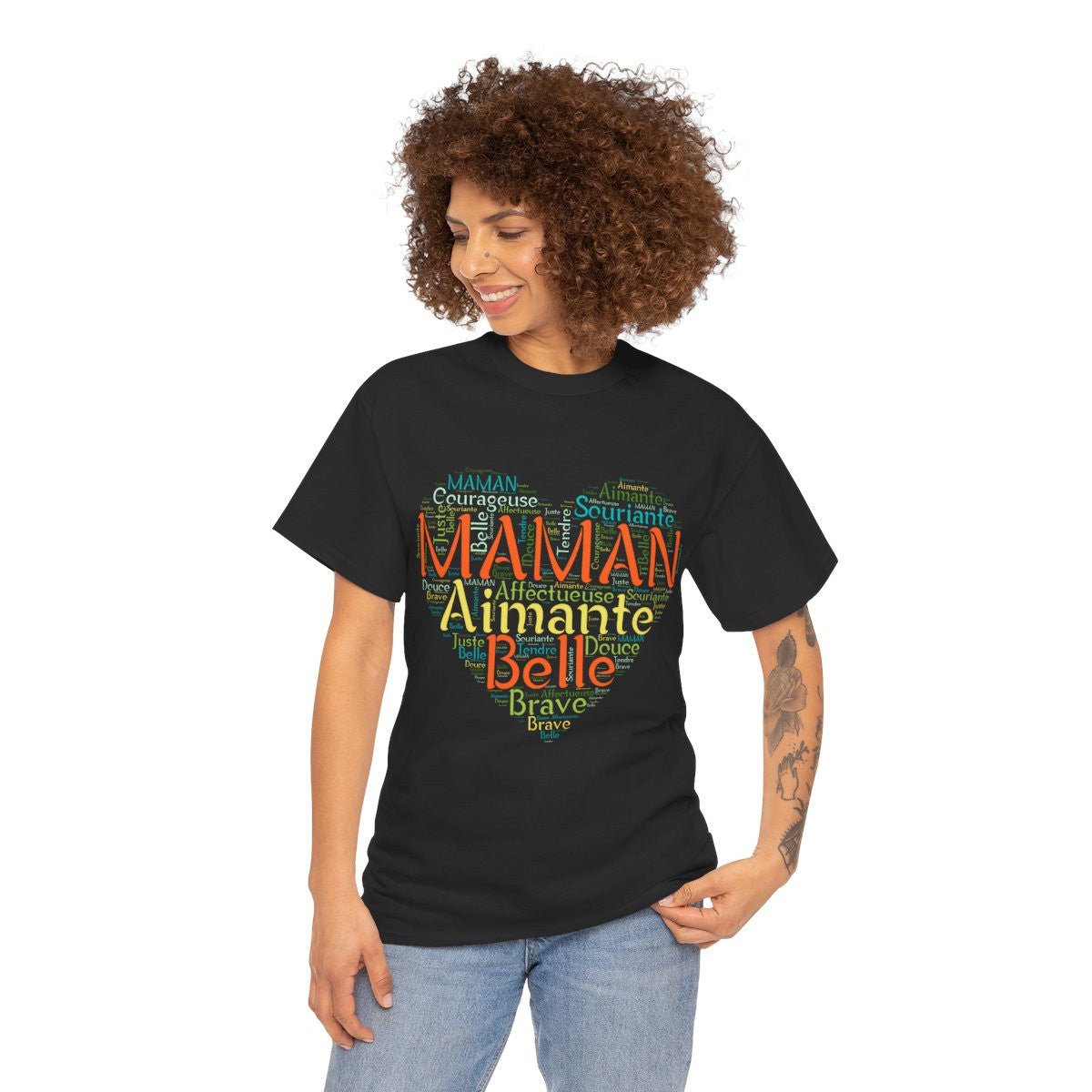 Tee shirt Femme Maman Idée cadeau fête des mères anniversaire Amour coeur