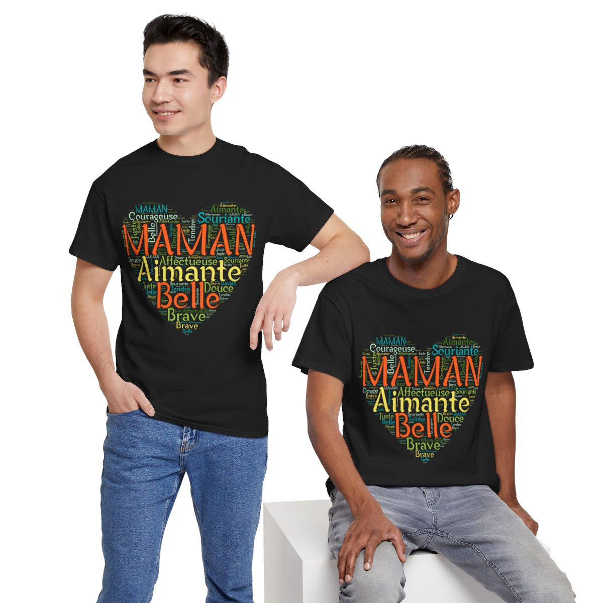 Tee shirt Femme Maman Idée cadeau fête des mères anniversaire Amour coeur