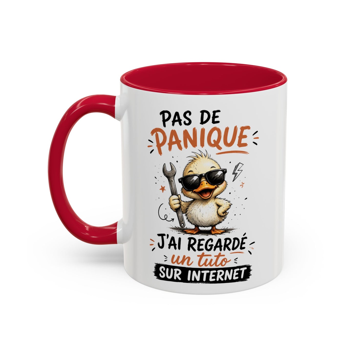 Tasse Humoristique Bricolage – Pas de Panique J’ai Regardé un Tuto sur Internet – Mug Canard Drôle 325ml