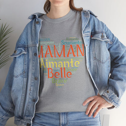 Tee shirt Femme Maman Idée cadeau fête des mères anniversaire Amour coeur