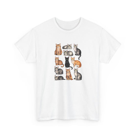 T-Shirt Chats Mignons Multiples – Design Différentes Races de Chats – Tee-Shirt Amoureux des Chats