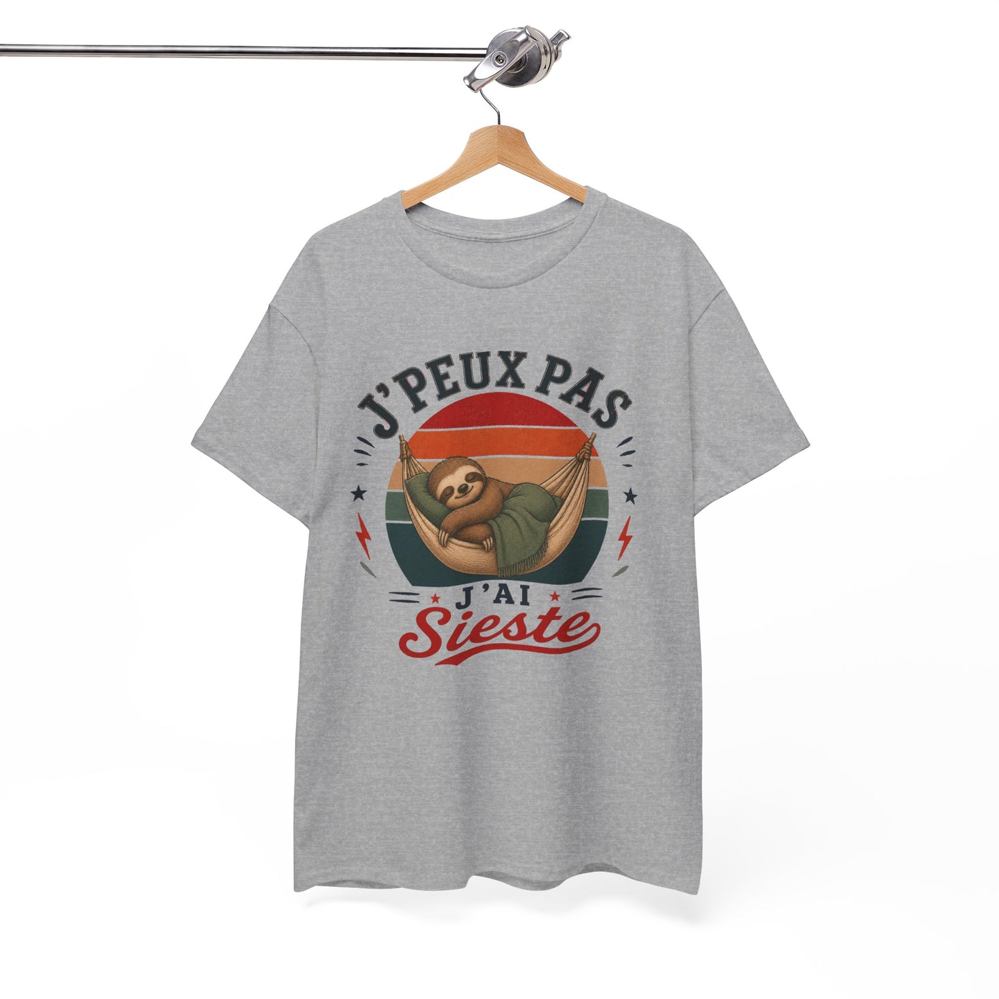T-Shirt J’Peux Pas J’Ai Sieste – Tee Shirt Humour Paresseux Vintage – Cadeau Repos Homme Femme