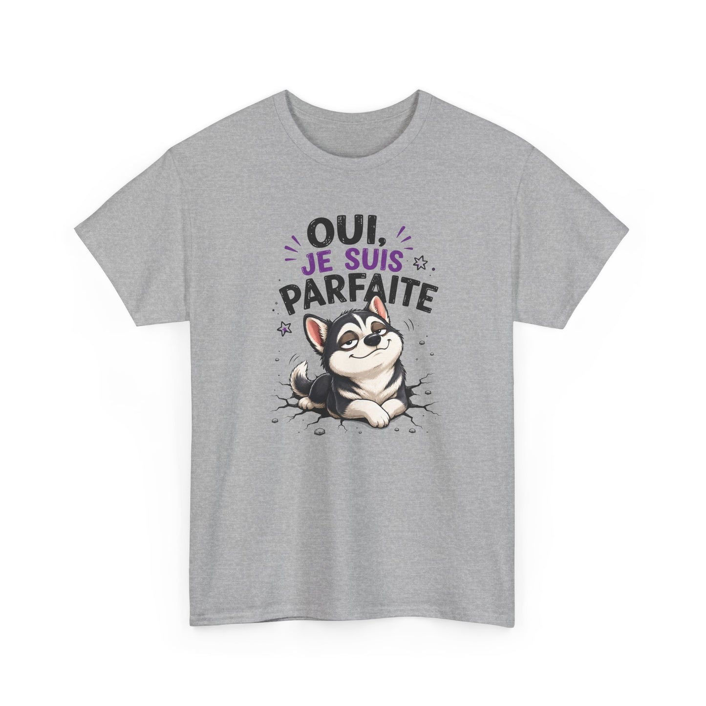 Tee-Shirt Femme Humour Chien Husky – Idée Cadeau Drôle Original Femme – Vêtement Humoristique Amoureuse des Chiens Anniversaire
