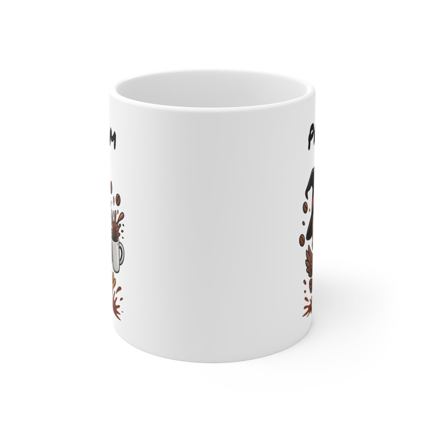 Tasse Personnalisable Poulet Sorcier Café – Mug Prénom Céramique 325ml – Cadeau Drôle Halloween Animal Illustré
