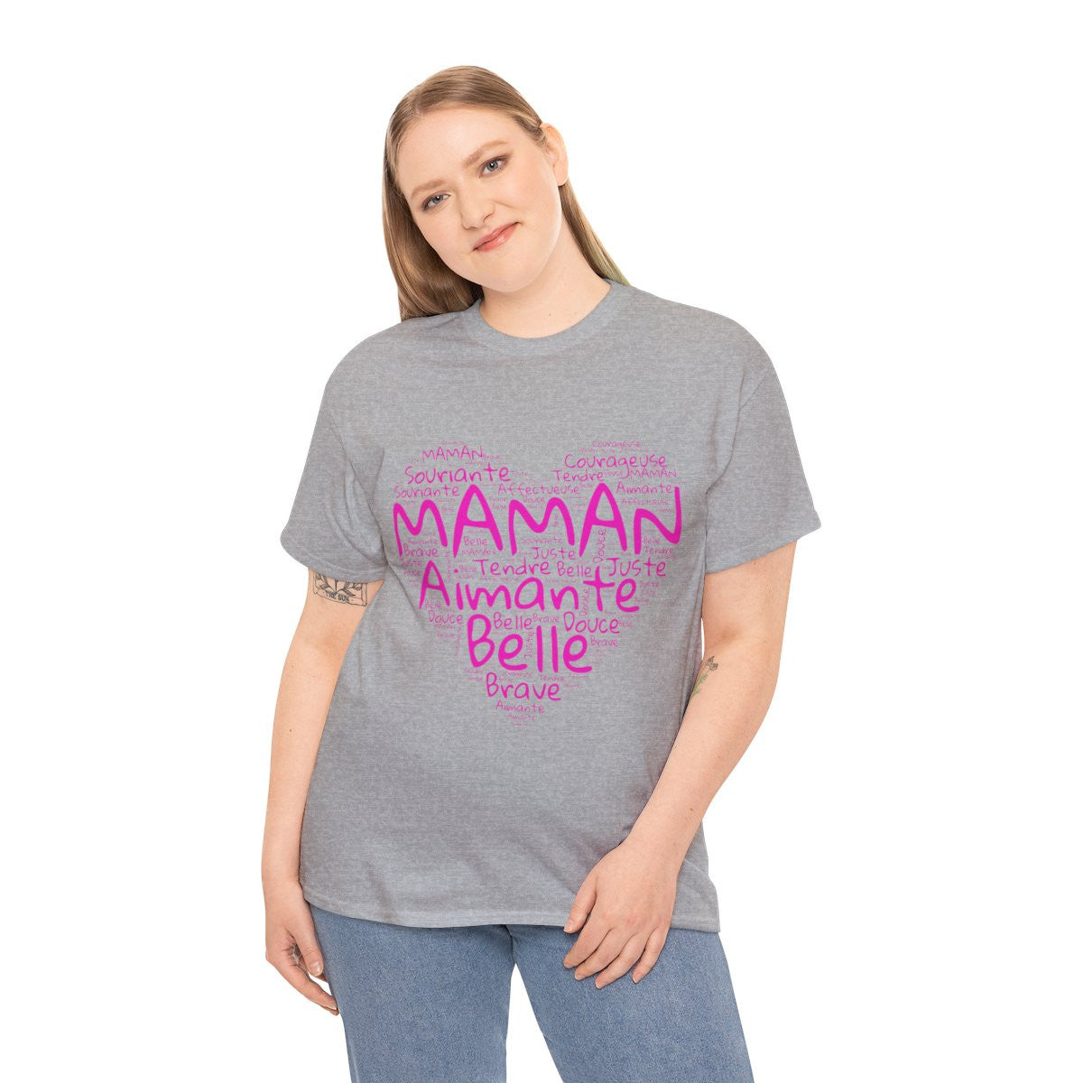 Tee shirt Femme Maman aimante belle idée cadeau fête des mères anniversaire amour love coeur