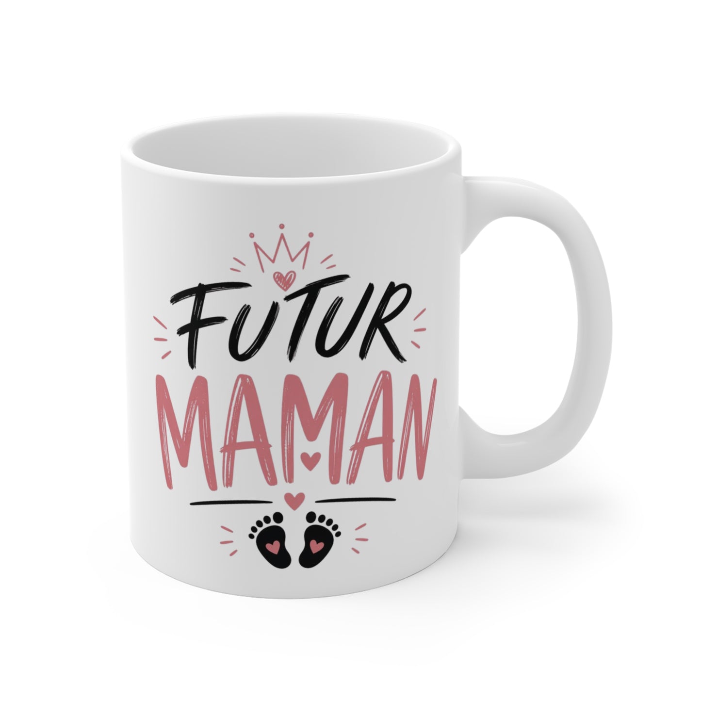 Tasse Futur Maman – Mug Grossesse Rose et Noir – Cadeau Future Maman Femme Enceinte 325ml