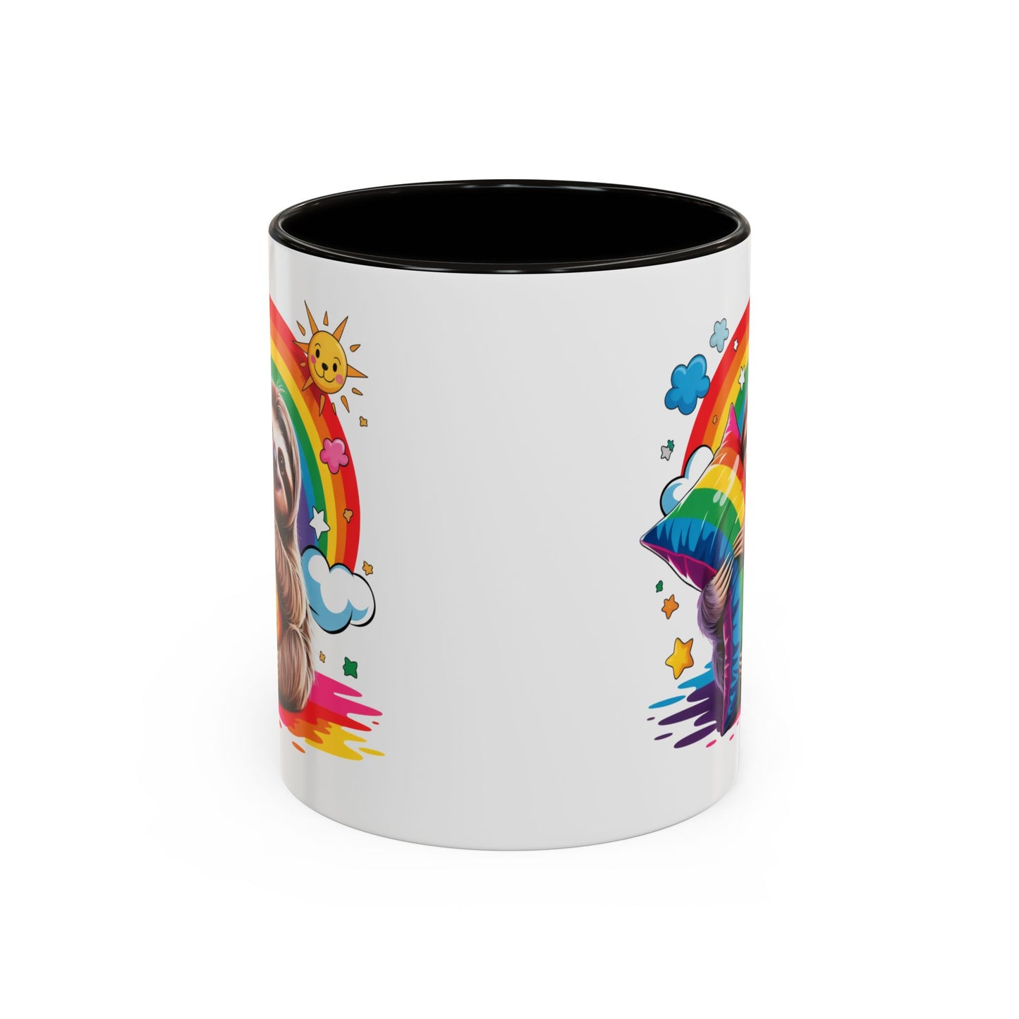 Mug Paresseux Mignon – Tasse Design Arc-en-ciel avec Coussin et Soleil – Cadeau Original 325ml
