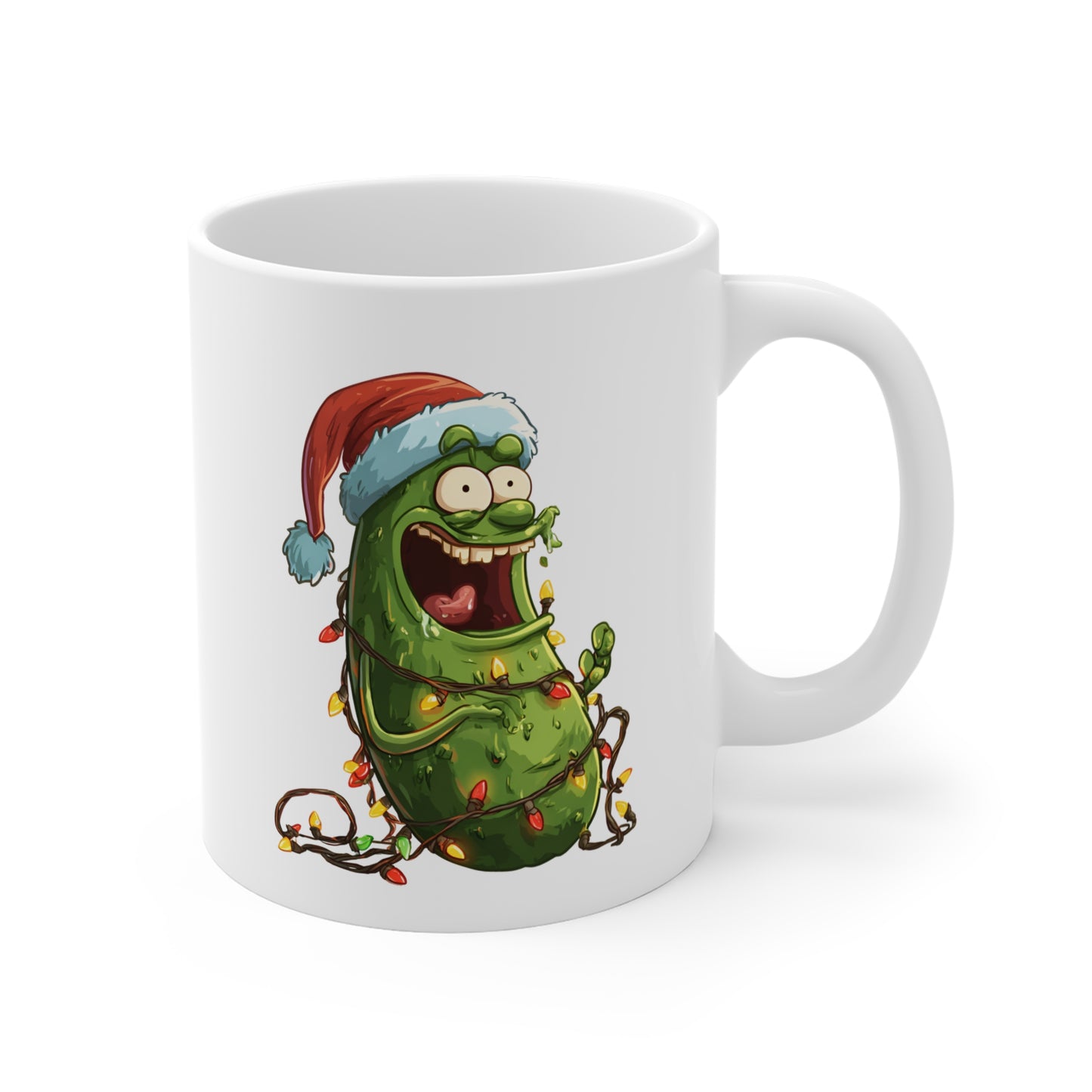 Mug Cornichon de Noël Illuminé – Tasse Humour Festif et Drôle – Cadeau Original Père Noël Céramique 325ml