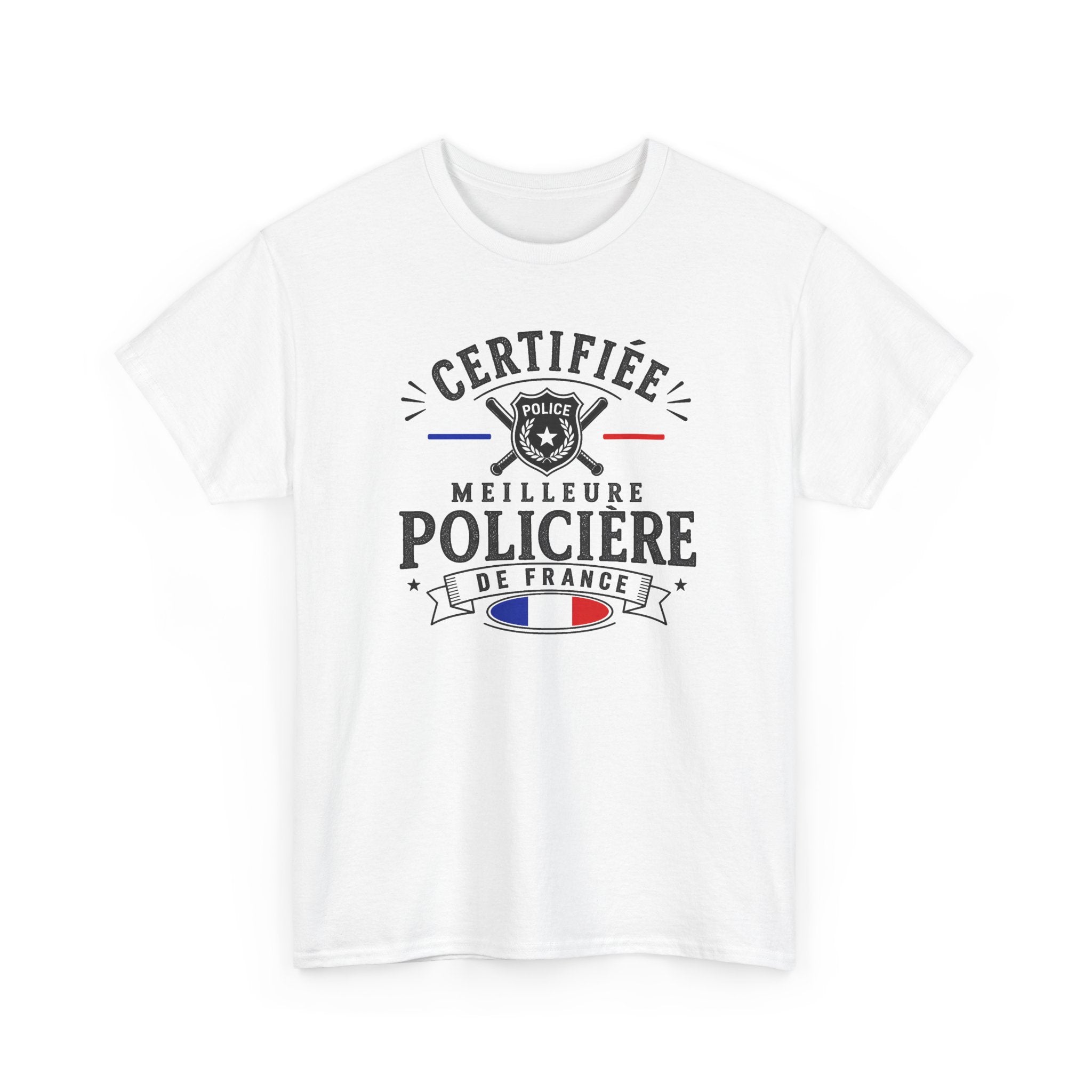 Tee Shirt Policière Femme – Certifiée Meilleure Policière de France – T-Shirt Métier Police Cadeau Original Femme
