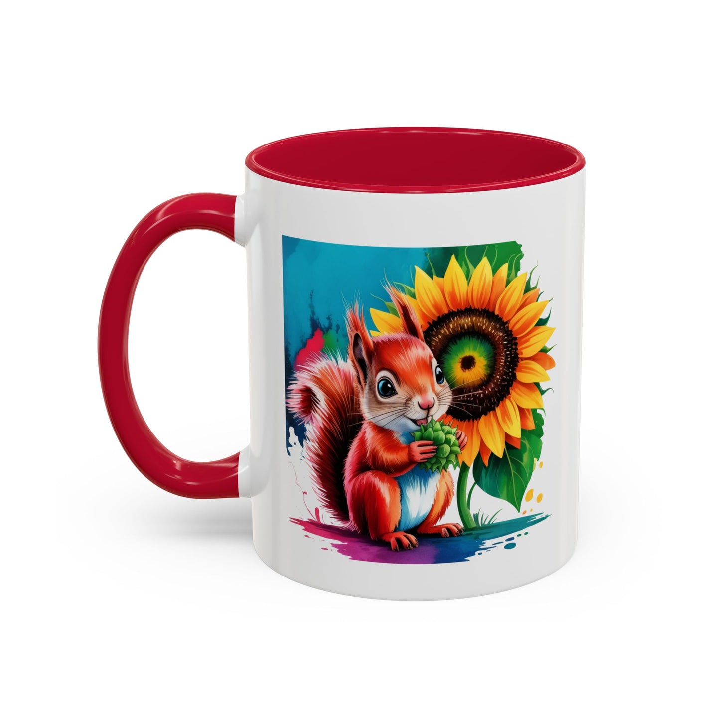 Mug Écureuil et Tournesol – Tasse Animaux Mignons Nature – Cadeau Coloré et Joyeux – Céramique 325ml