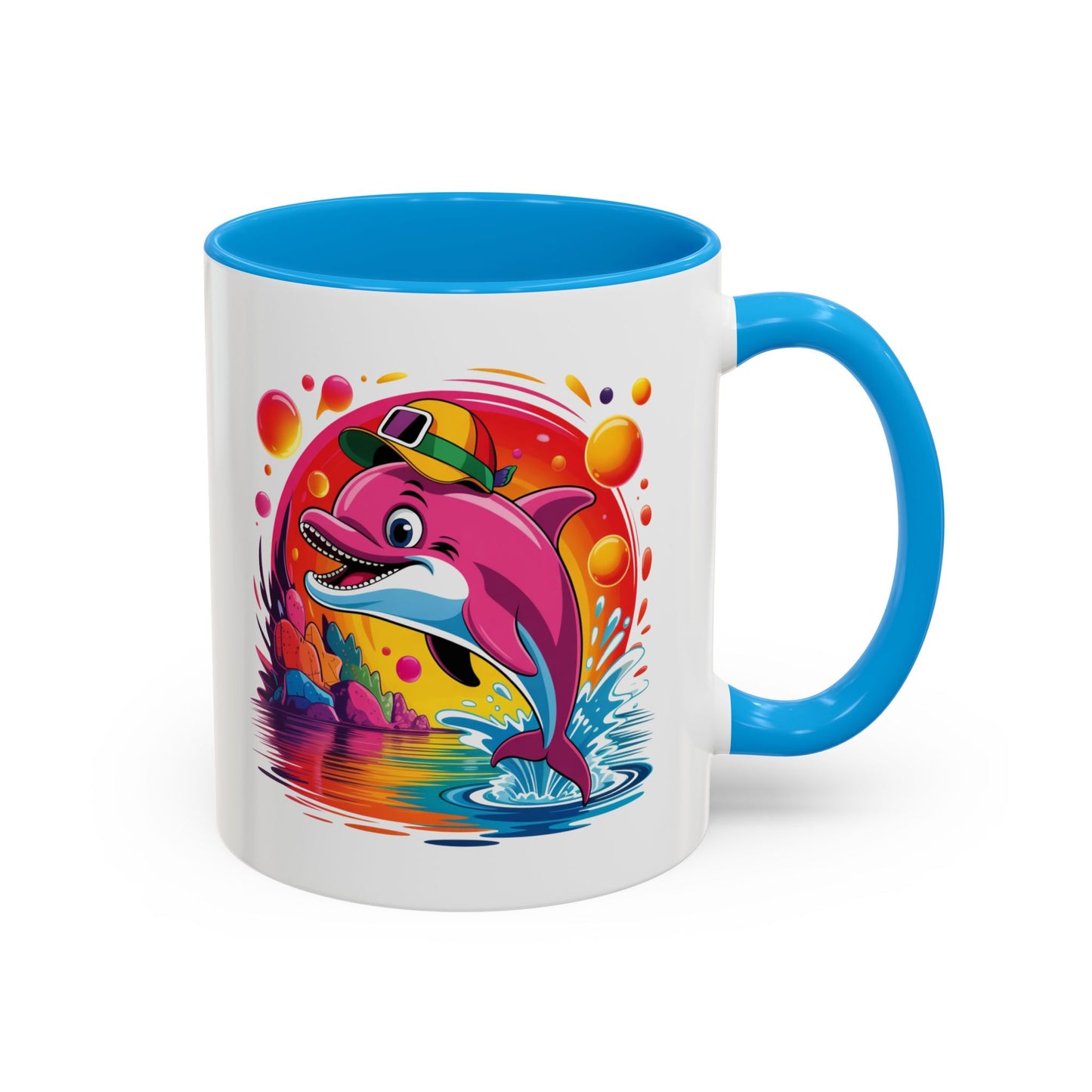 Mug Dauphin Coloré avec Casquette – Tasse Océan Kawaii Design Tropical et Fun – Cadeau Original 325ml