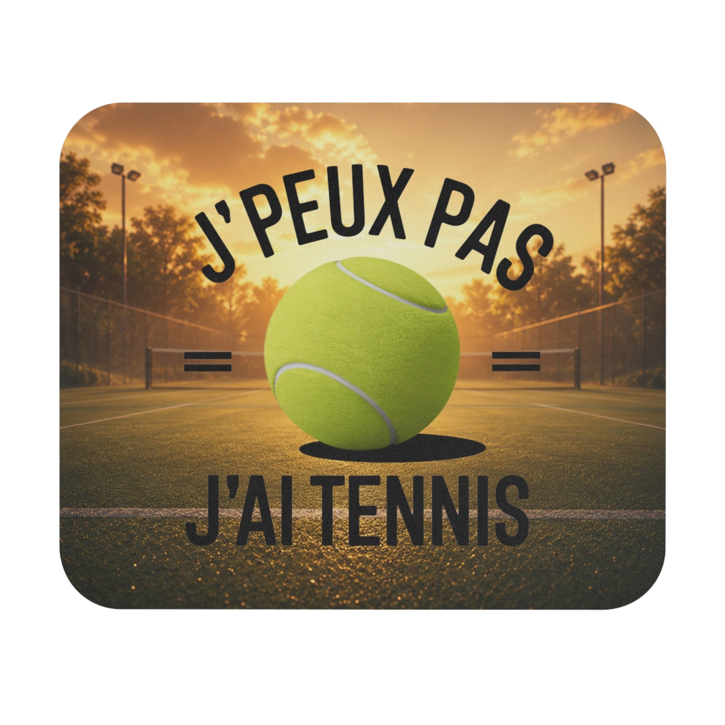 Tapis de Souris 22x18cm J'Peux Pas J'Ai Tennis – Cadeau Humour Joueur de Tennis Homme Femme – Balle de Tennis Terrain Vintage Bureau