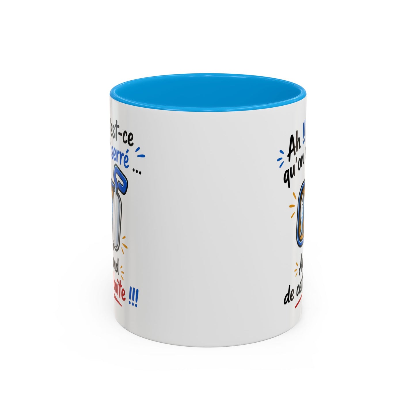 Mug Humour Sardines – Ah Qu’est-ce Qu’On Est Serré Au Fond De Cette Boîte – Tasse Drôle Cadeau Original Fun Céramique 325ml