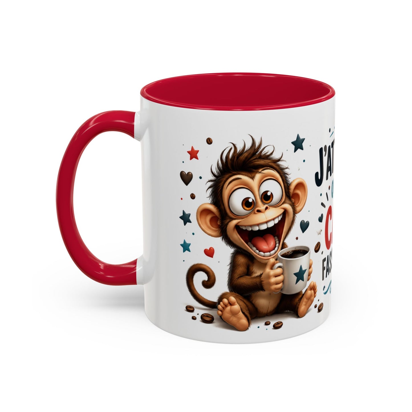 Tasse J’Attends Que Le Café Fasse Effet – Mug Humour Café Singe Drôle – Cadeau Original Homme Femme 325ml