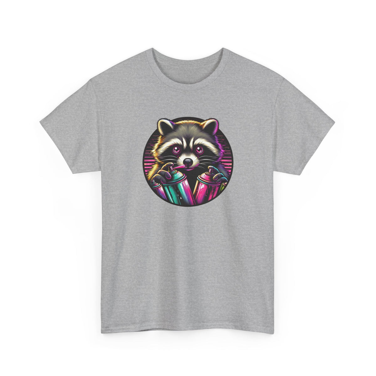 Tee Shirt Raton Laveur Graffiti Homme Femme – T-Shirt Animal Street Art Bombes de Peinture – Design Urbain Coloré