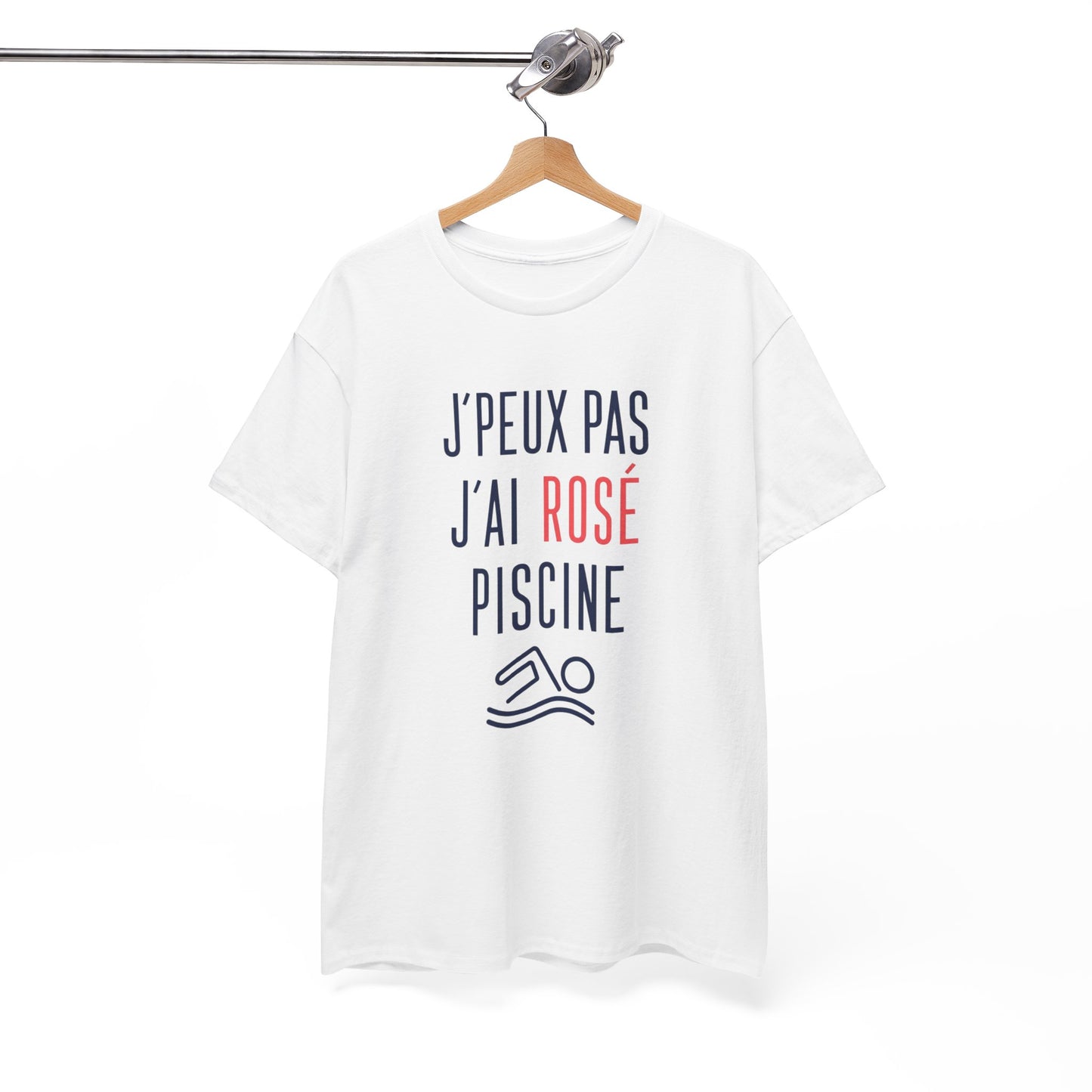 T-Shirt Apéro Piscine Humour – J’Peux Pas J’Ai Rosé Piscine – Tee Shirt Été Vacances Soleil – Cadeau Homme Femme