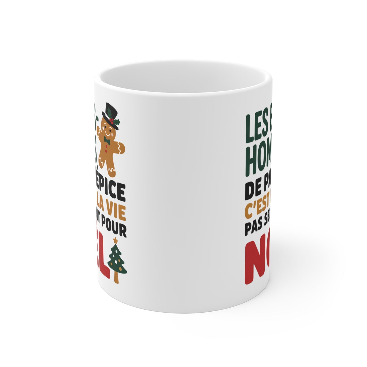 Tasse Céramique 325ml “Les Bonshommes de Pain d’Épice” – Mug Humour Noël – Cadeau Fête Hiver