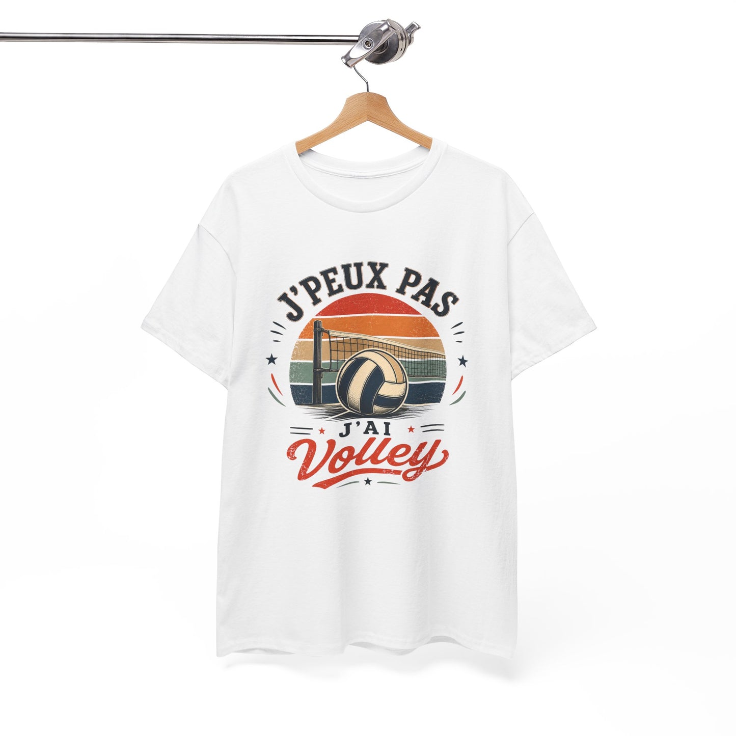 T-Shirt Volley Homme Femme – J’Peux Pas J’Ai Volley – Tee Shirt Volleyball Vintage Ballon Filet Joueur Entraînement Match Cadeau Passion Sport