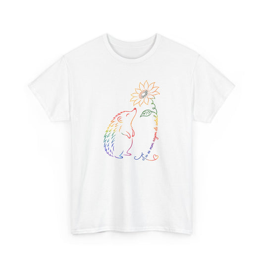 Tee Shirt Femme Hérisson Tournesol Coloré Fleur Nature Animal Mignon Cadeau Original