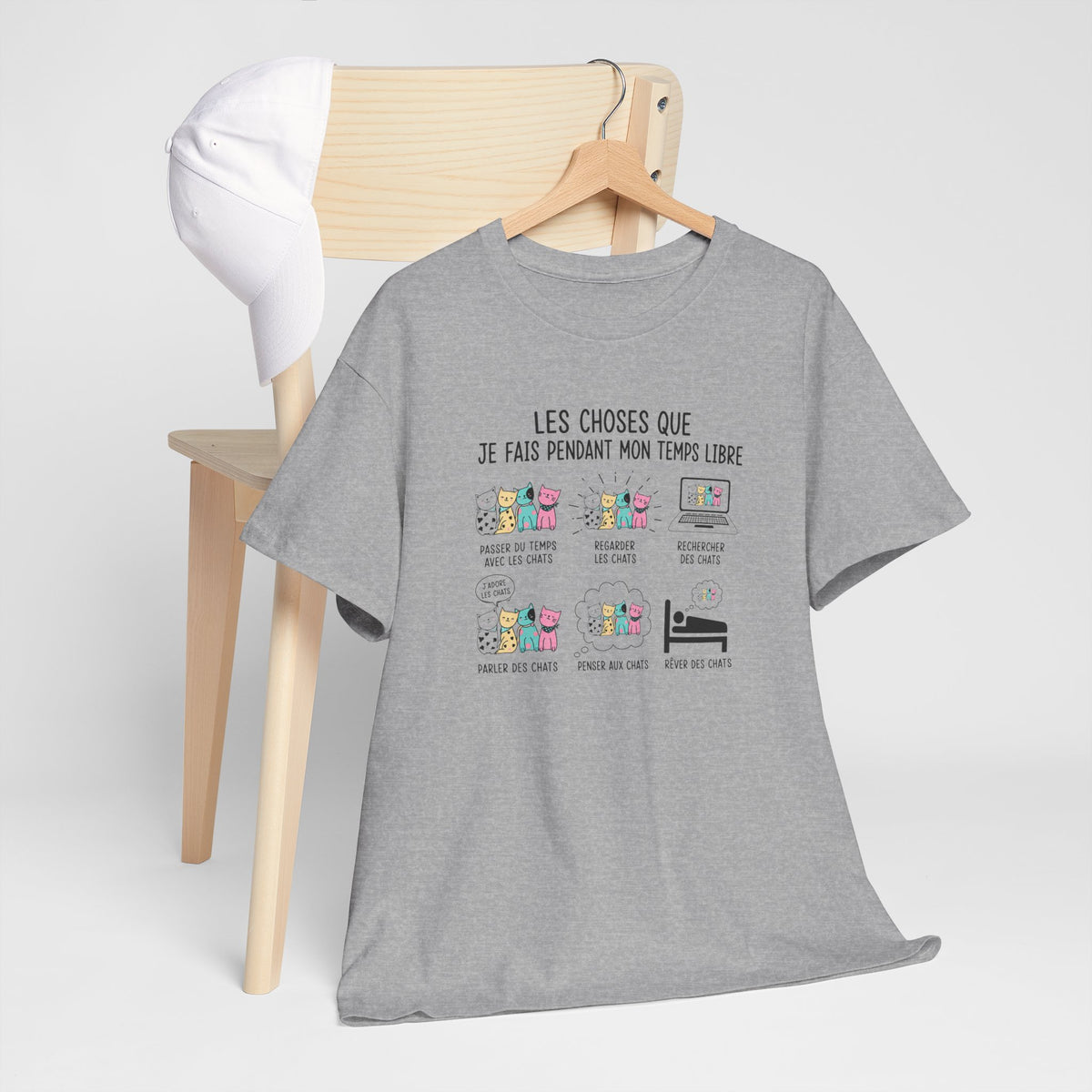 Tee Shirt Chat Homme Femme – Passion Féline Humour Temps Libre – Idée Cadeau Amoureux des Chats Propriétaire de Félin