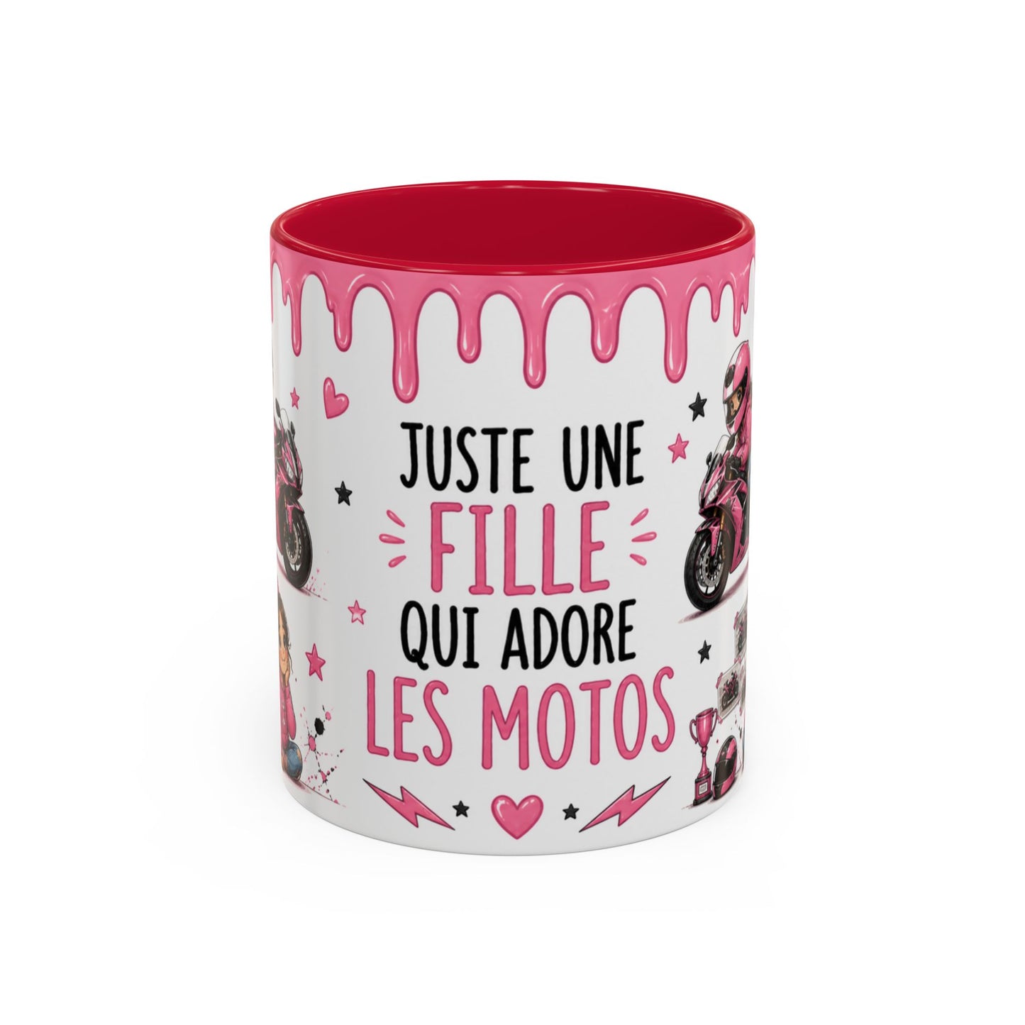 Tasse Juste Une Fille Qui Adore Les Motos – Mug Moto Rose Fille et Univers Racing Kawaii – Céramique 325ml