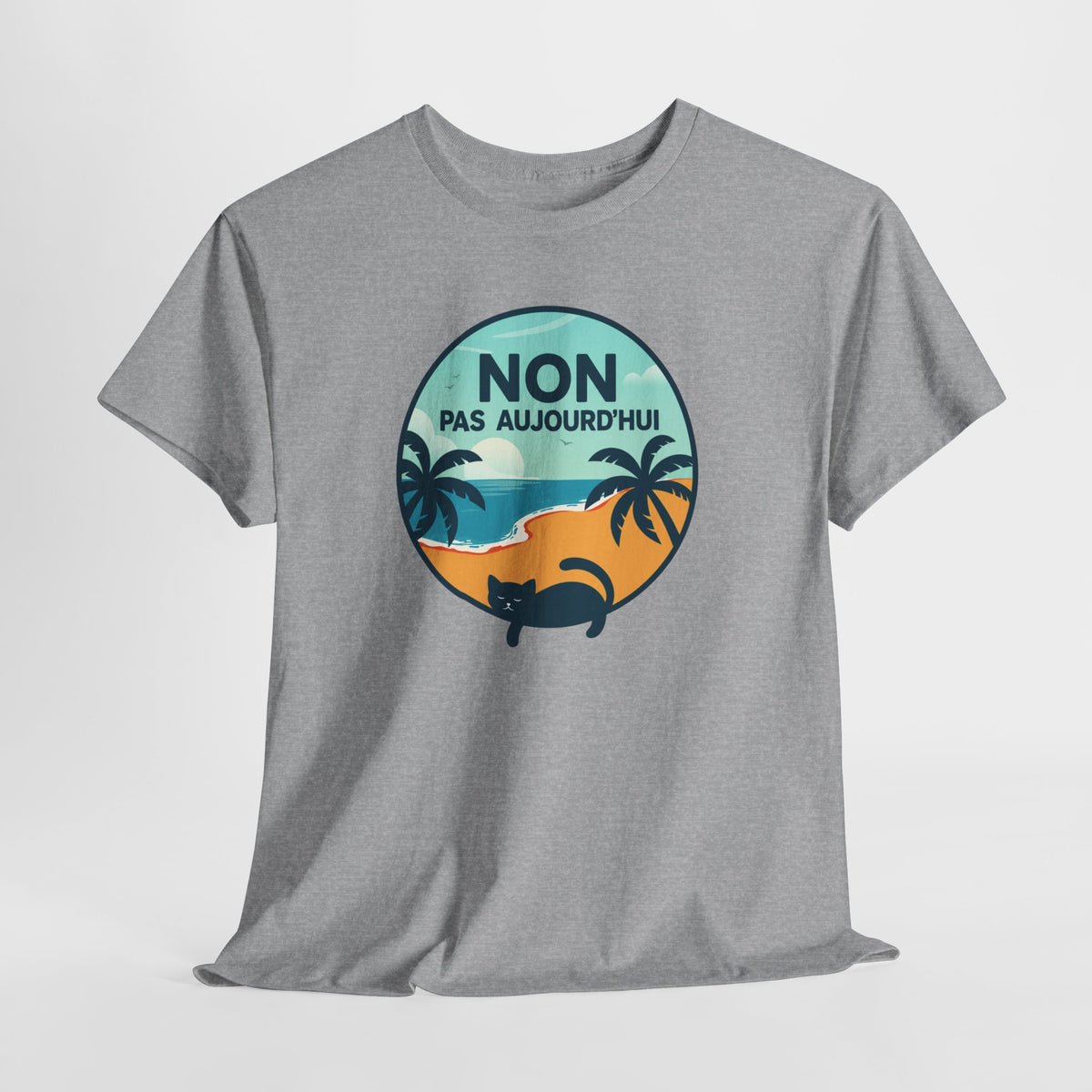 Tee Shirt Chat Homme Femme – Humour Vacances Plage et Farniente – Idée Cadeau Amoureux des Chats Passion Félin