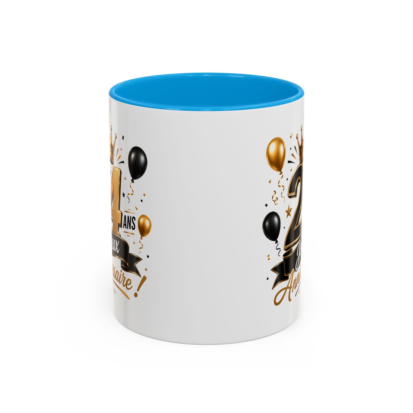 Mug Joyeux 24 Ans – Tasse Anniversaire 24 Ans – Cadeau Original pour Femme Homme – Idée Cadeau 24e Anniversaire Noir Bleu Rouge