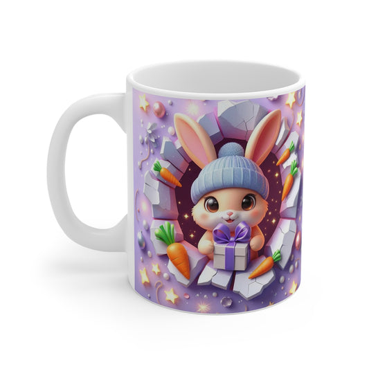 Tasse Lapin Mignon Orange – Mug Céramique 325ml – Cadeau Kawaii Pâques Anniversaire