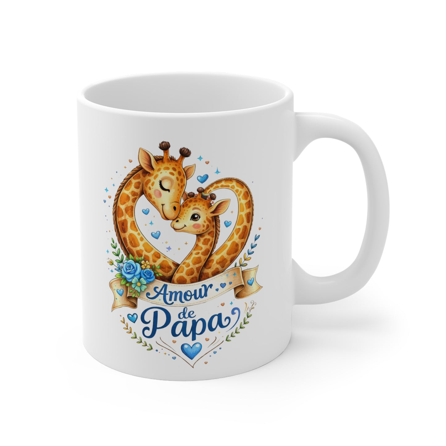 Mug Amour de Papa – Tasse Girafes Mignonnes en Cœur – Cadeau Fête des Pères, Anniversaire, Idée Cadeau Papa