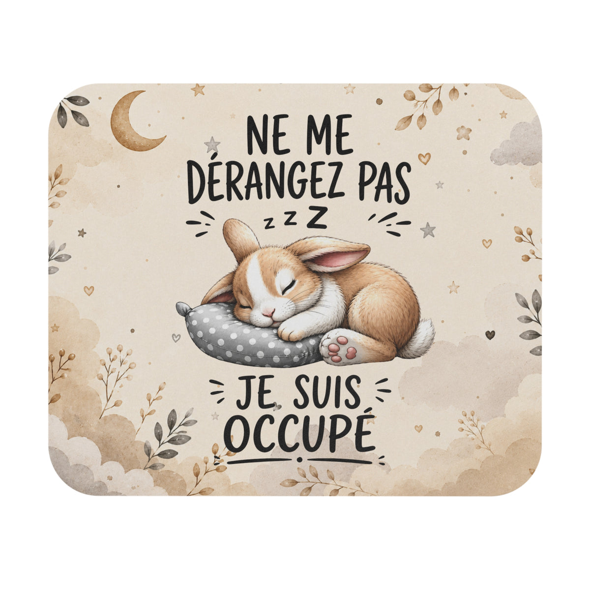 Tapis de Souris 22x18cm Ne Me Dérangez Pas Je Suis Occupé – Lapin qui Dort – Humour Mignon – Cadeau Homme et Femme