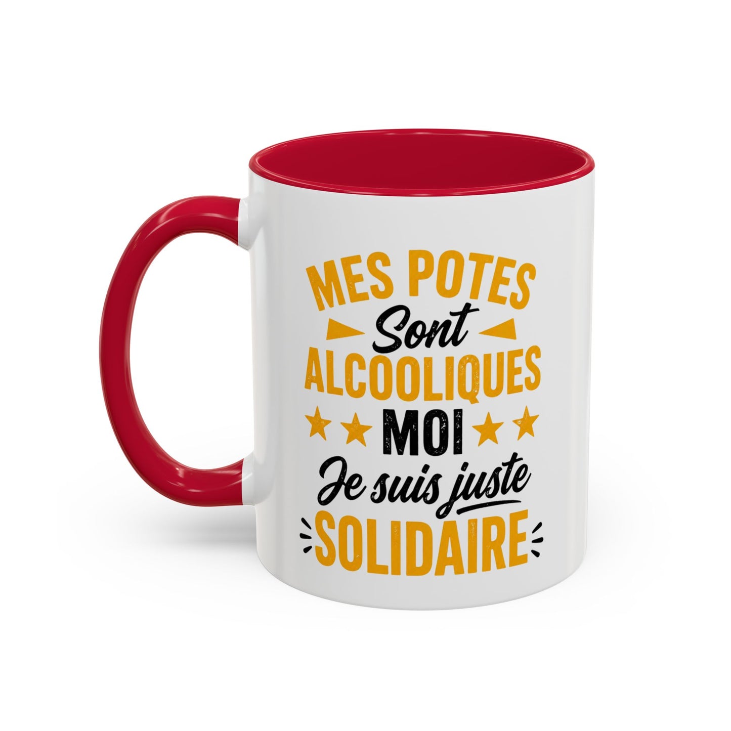 Mug Humour Apéro – Mes Potes Sont Alcooliques Moi Je Suis Juste Solidaire – Tasse Drôle Cadeau Original Fun Céramique 325ml