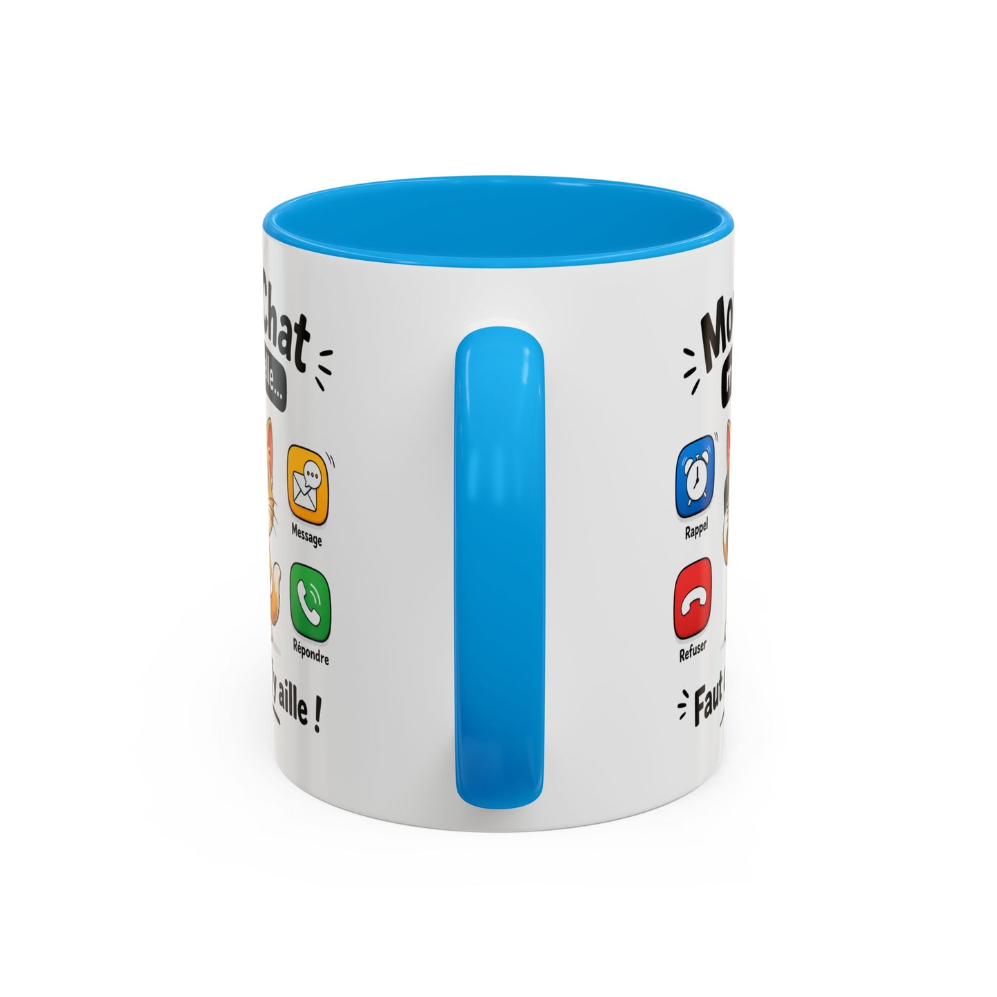 Tasse Mon Chat m’Appelle Faut que J’y Aille – Mug Humour Chat – Cadeau Femme Homme Amoureux des Chats 325ml