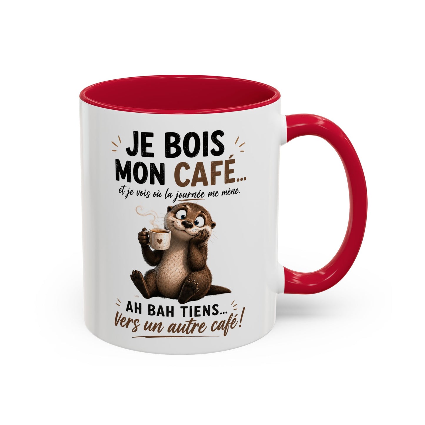 Tasse Je Bois Mon Café Et Je Vois Où La Journée Me Mène – Mug Humour Café Loutre – Cadeau Homme Femme 325ml