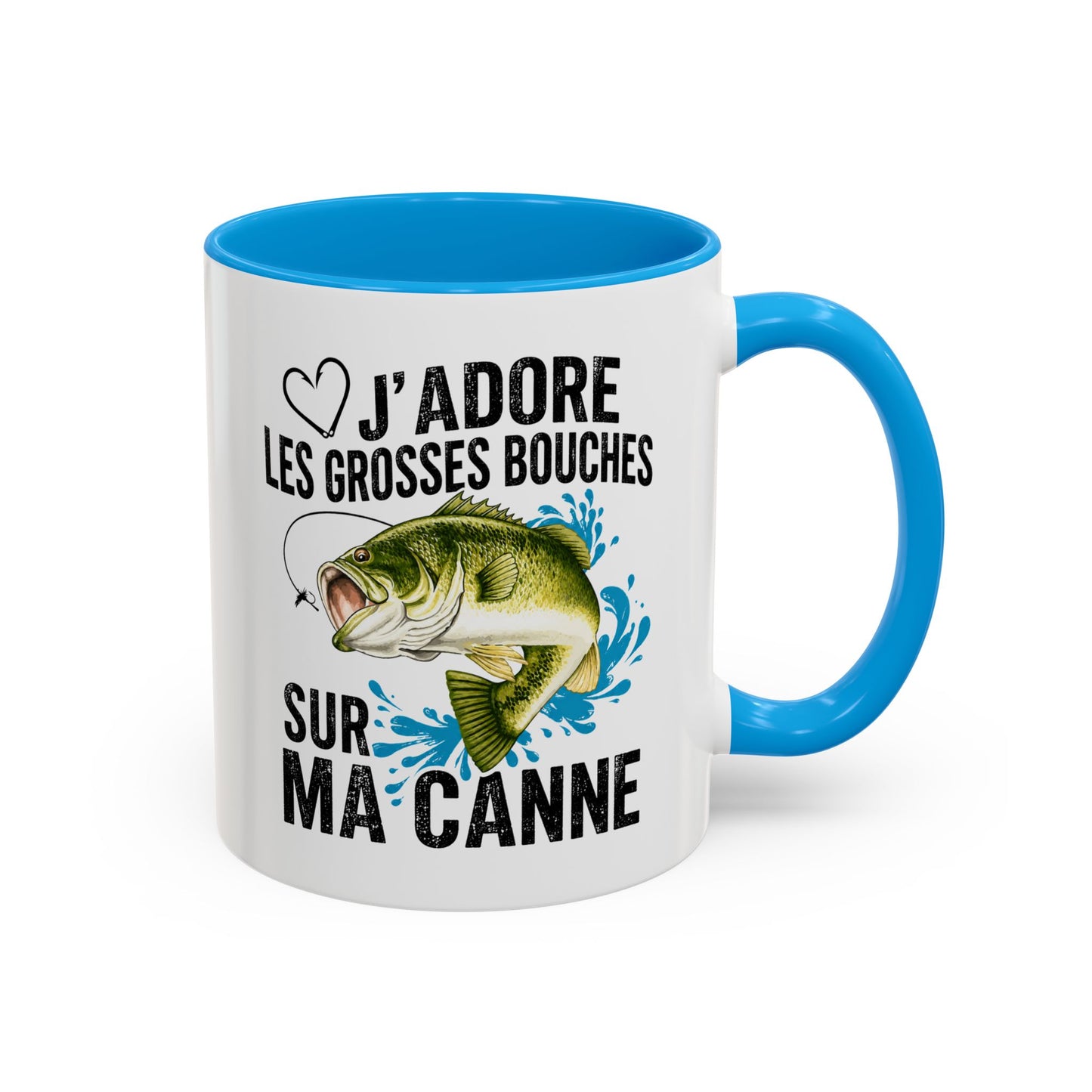 Mug Pêche Grosses Bouches – Tasse Humoristique Poisson – Cadeau Homme Pêcheur Passionné – 325 ml Noir Bleu Rouge
