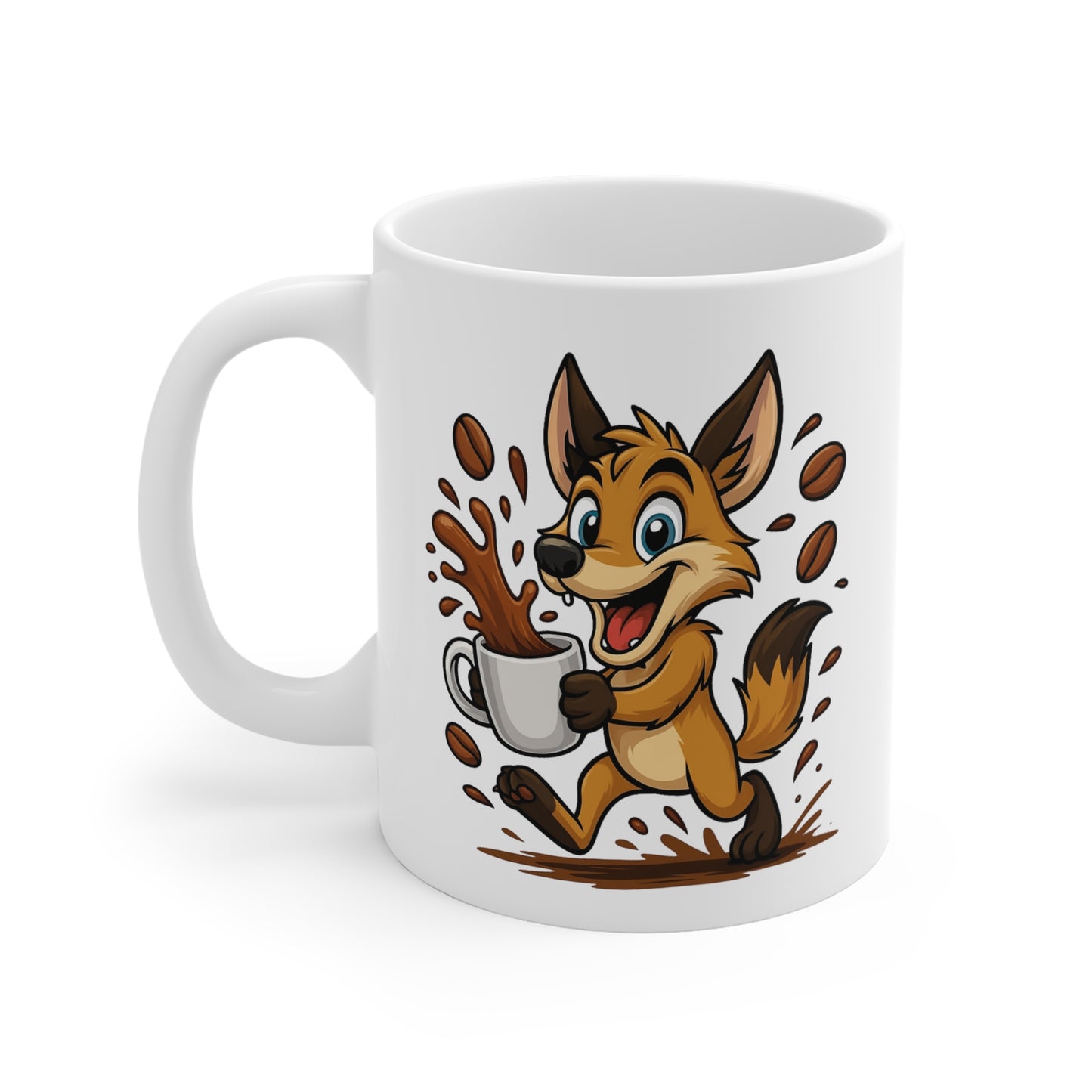 Mug Coyote Café – Tasse Céramique 325ml – Design Cartoon Mignon – Cadeau Original Amateur de Café