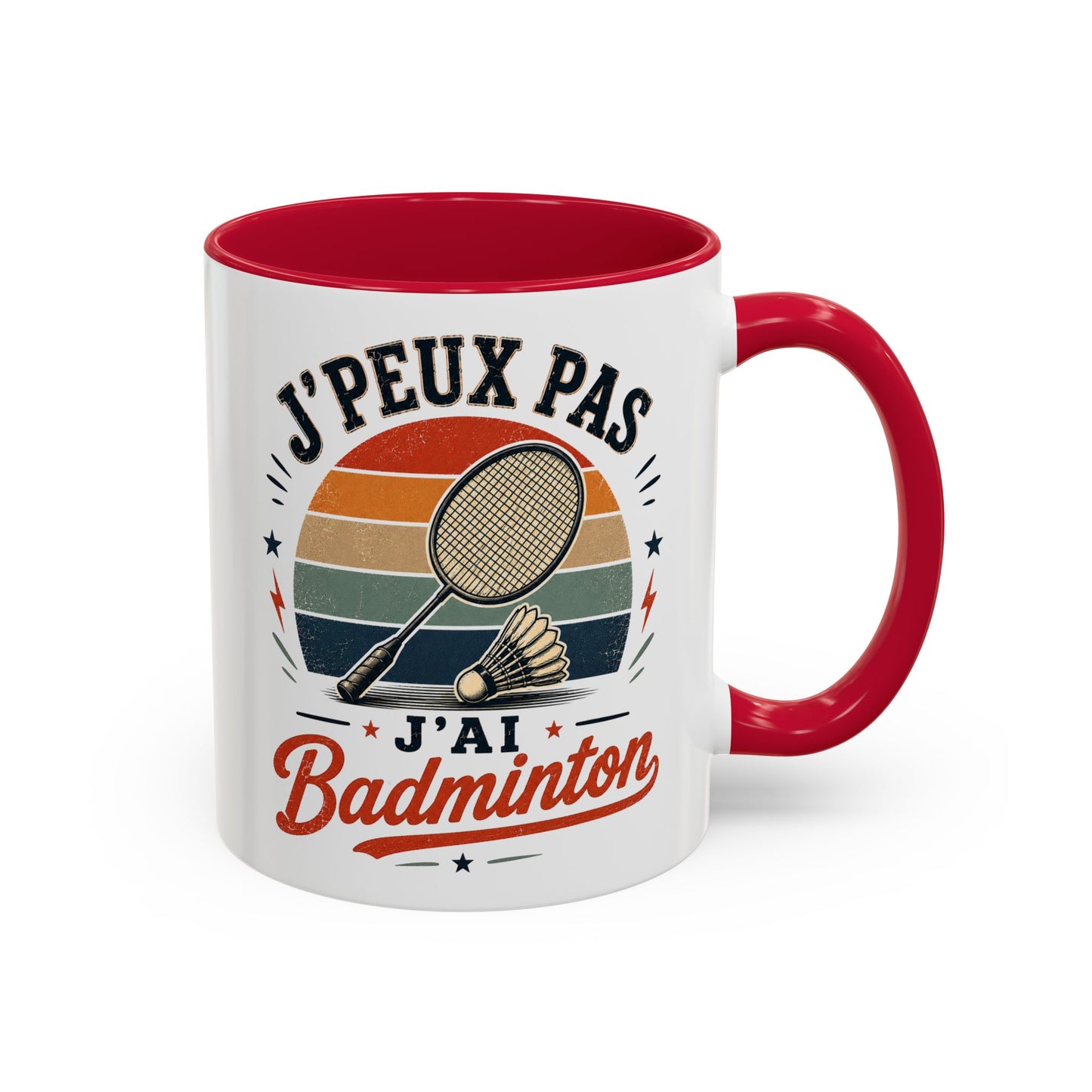 Tasse J’Peux Pas J’Ai Badminton – Mug Badminton Vintage Humoristique – Cadeau Joueur Homme Femme 325ml