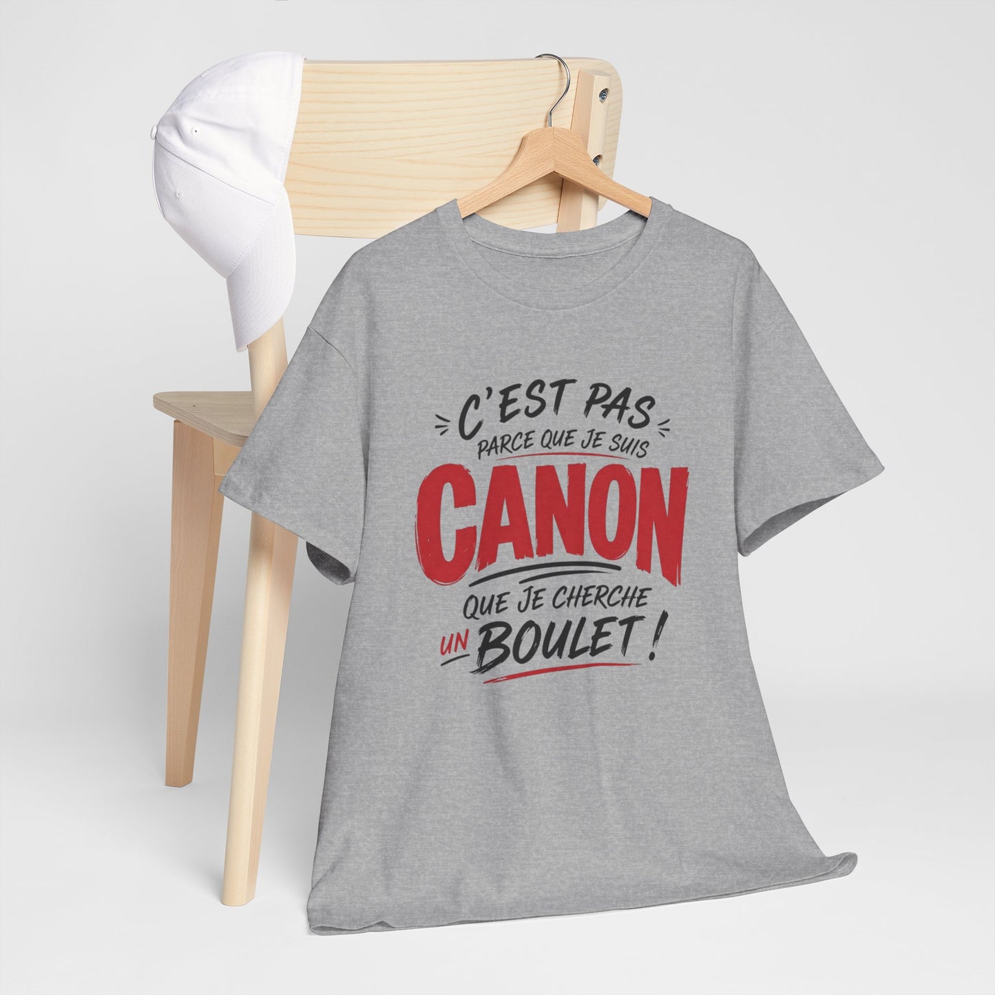 T-Shirt Femme Humour Canon – C’Est Pas Parce Que Je Suis Canon Que Je Cherche Un Boulet – Tee Shirt Drôle Femme