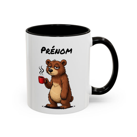 Tasse Ours Fatigué avec Café – Mug Animal Mignon et Humour – Illustration Cartoon 325ml