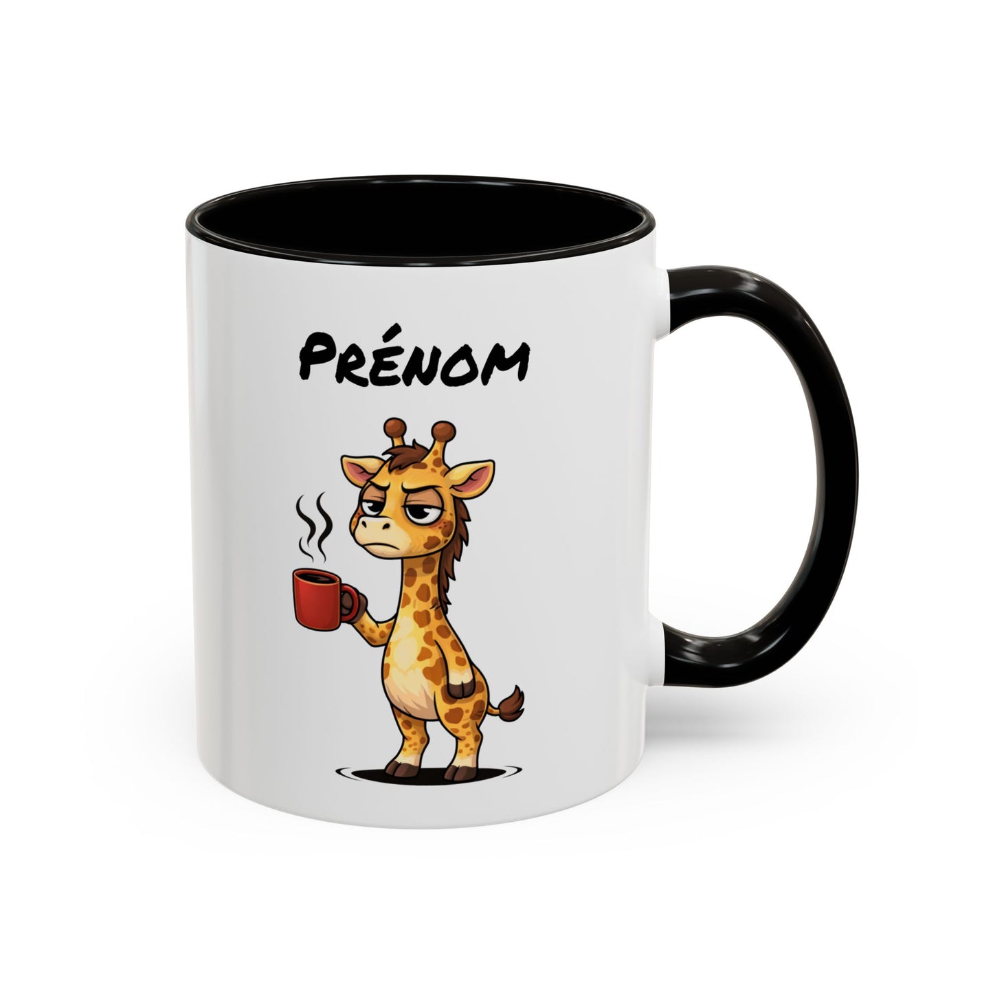 Mug Girafe Fatiguée Personnalisable 325ml – Tasse Café Drôle Prénom Cadeau Original