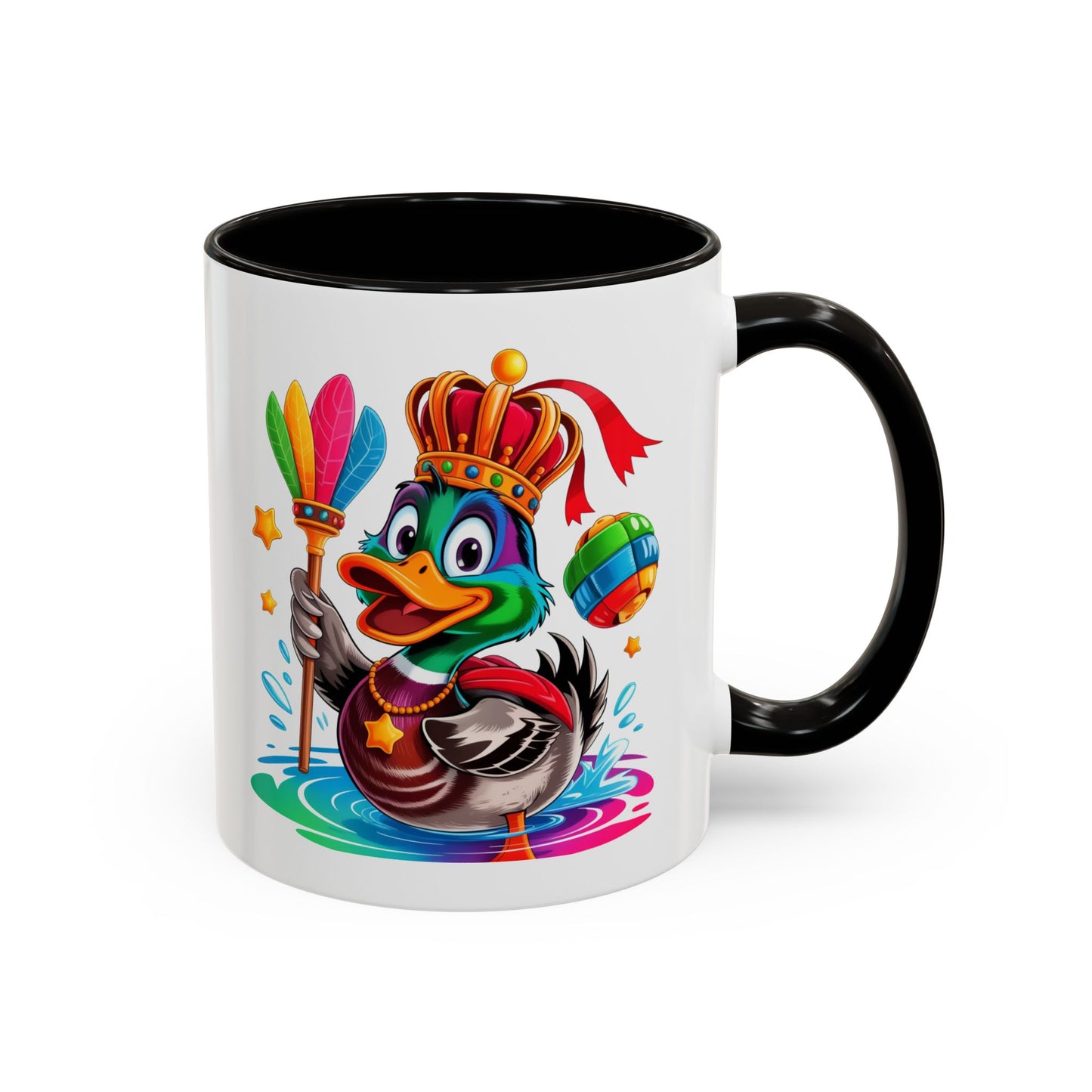 Mug Canard Roi Kawaii avec Couronne et Sceptre – Tasse Colorée et Originale Cadeau Amoureux des Animaux – Céramique 325ml