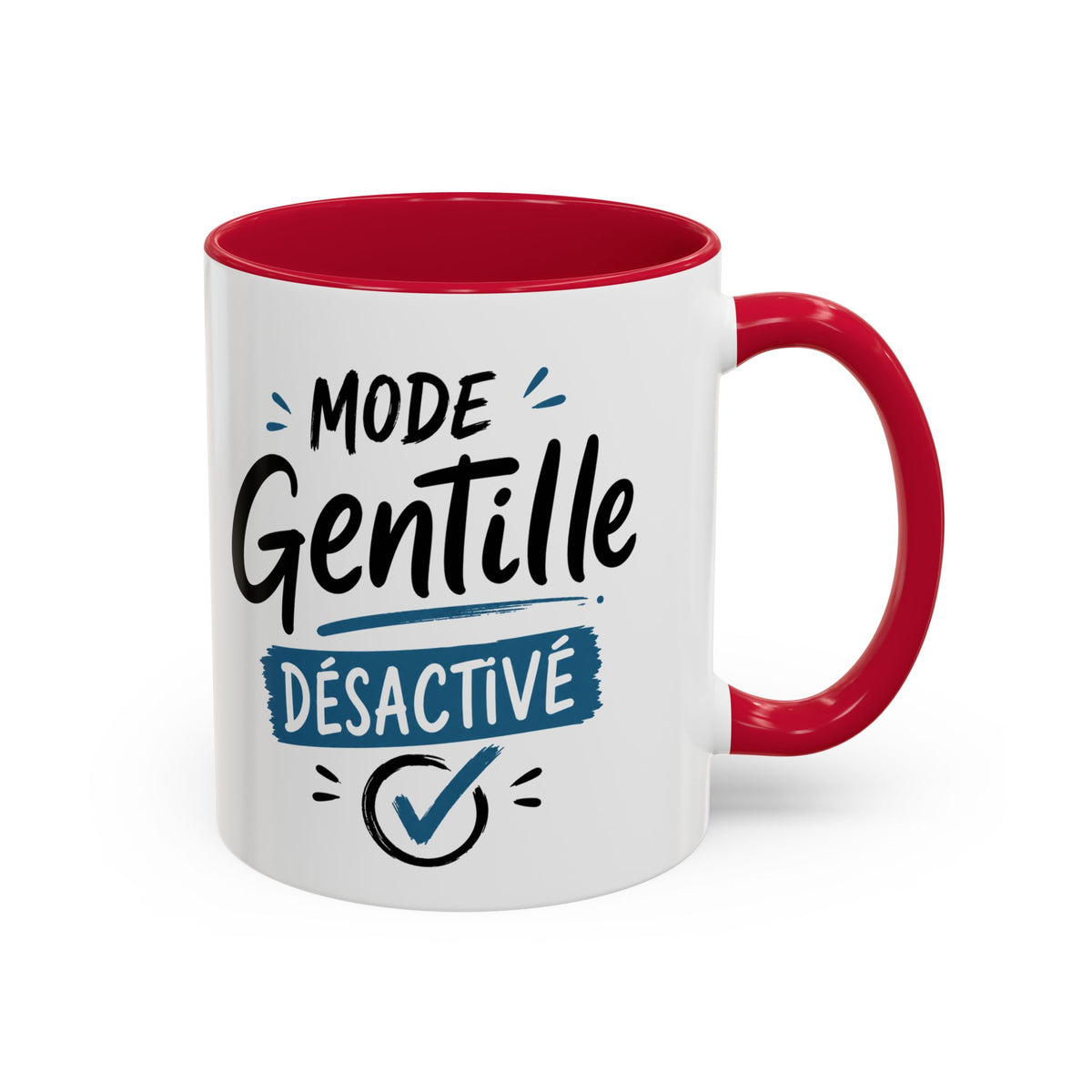 Mug Mode Gentille Désactivé – Tasse Femme Humour – Caractère et Mauvaise Humeur – Idée Cadeau Originale Femme noir bleu rouge